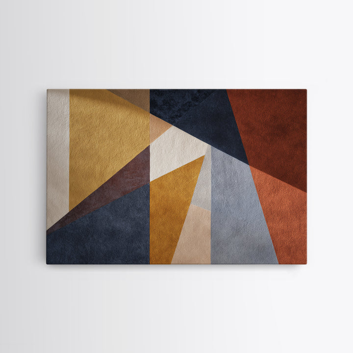 Warm Geometric Tile Pattern Canvas Print, Patio Art, Rustic Decor, Patio Decor, Abstract Art, Outdoor, Textured Painting, PAT-3x2-76