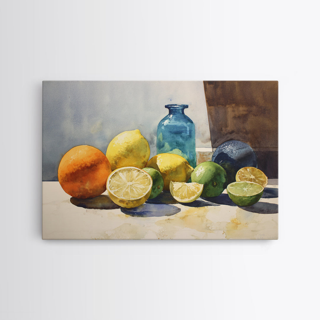 Outdoor Citrus Still Life Framed Canvas Print, Patio Art, Coastal Decor, Patio Decor, Fine Art, Outdoor, Family Wall Art, PAT-3x2-9