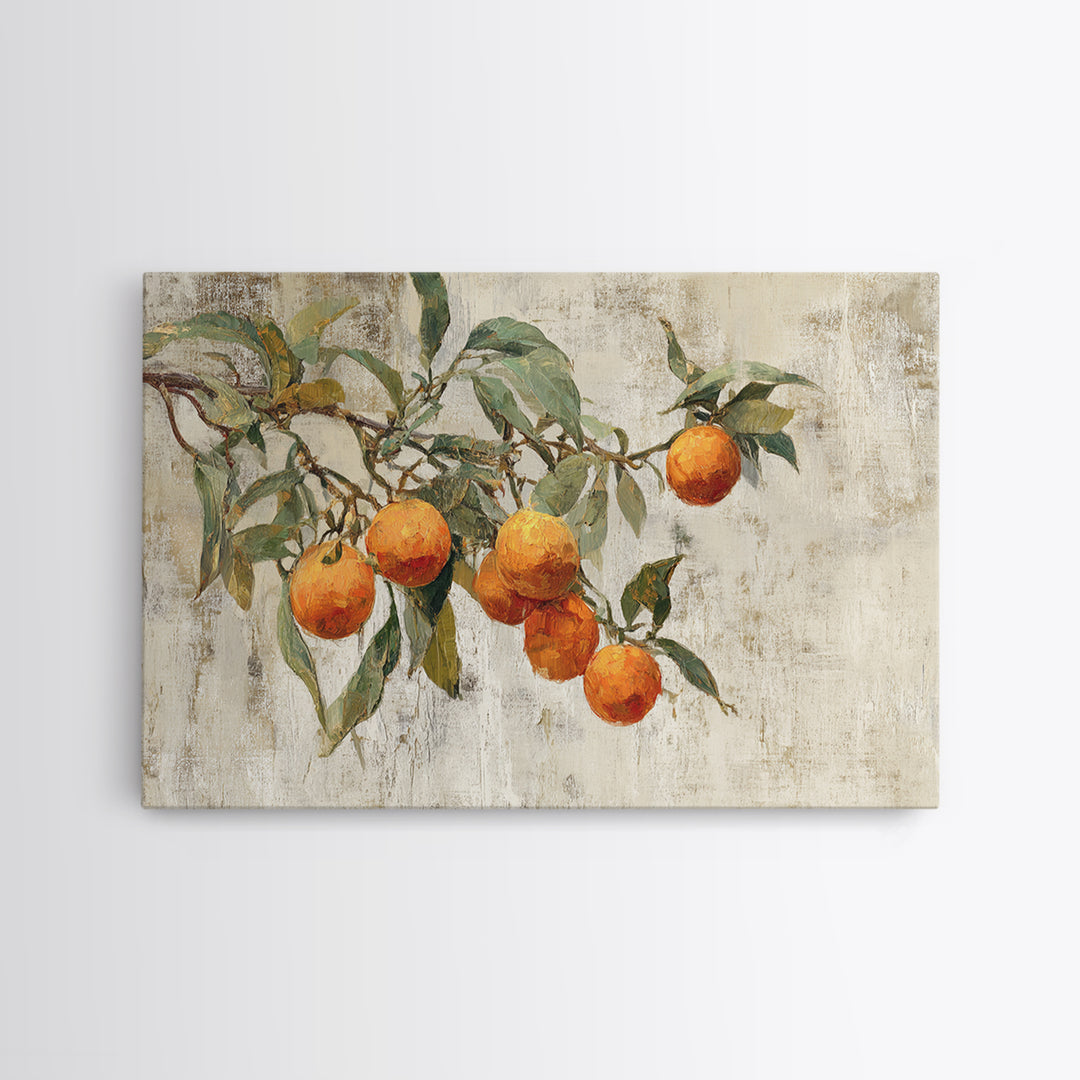 Orange Tree Branch Canvas Print, Patio Art, Porch Decor, Patio Decor, Oil Painting, Outdoor, Fine Art Print, Statement Artwork, PAT-3x2-98