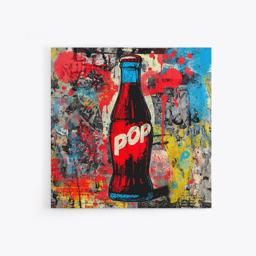 Retro Soda Bottle Framed Canvas Print, Pop Art, Bedroom Decor, Living Room Decor, Fine Art, Pop, 3d Art, Graffiti Art, POP-1x1-27