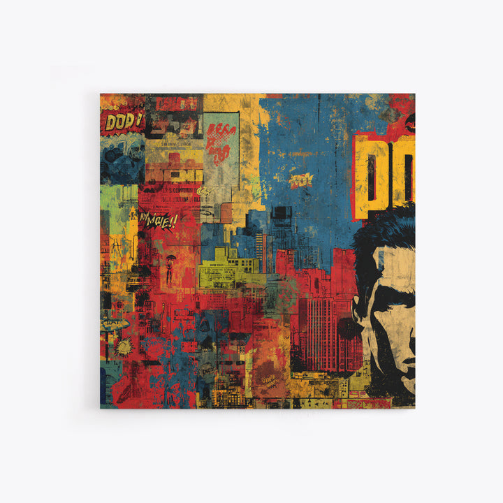 Comic Book City Skyline Canvas Print, Pop Art, 3d Art, Living Room Decor, Abstract Art, Pop, Textured Painting, POP-1x1-5
