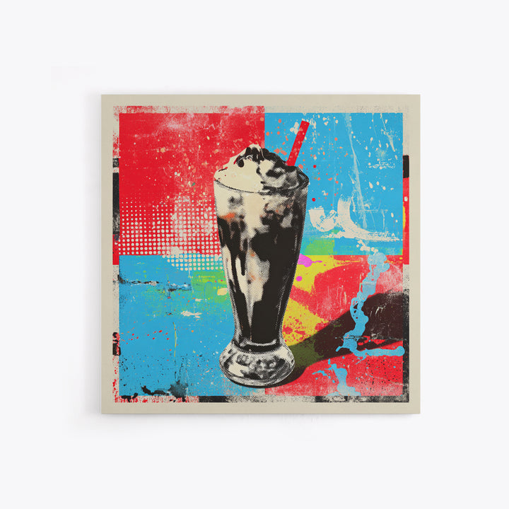 Milkshake Glass with Retro Diner Palette Framed Canvas Print, Pop Art, Apartment Decor, Living Room Decor, Fine Art, Pop, POP-1x1-64