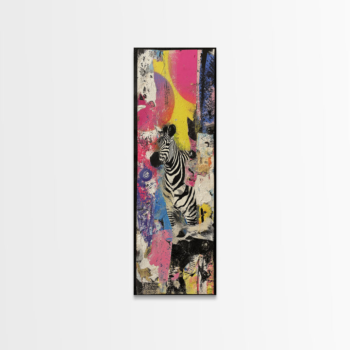 Zebra in Rainbow Pop Pattern Canvas Print, Pop Art, 3d Art, Living Room Decor, Oil Painting, Pop, Textured Painting, POP-1x3-97