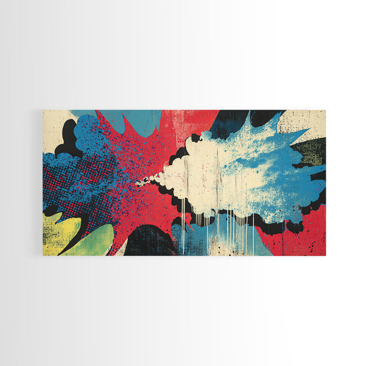 Exploding Starburst Shapes Without Text Framed Canvas Print, Pop Art, Luxury Decor, Living Room Decor, Fine Art, Pop, POP-2x1-30