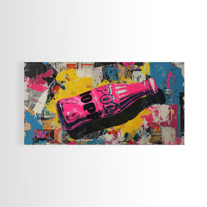 Retro Soda Bottle Canvas Print, Pop Art, Gothic Decor, Living Room Decor, Abstract Art, Pop, Dark Art, Original Artwork, POP-2x1-47