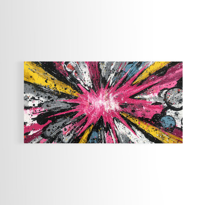 Exploding Starburst Shapes Without Text Framed Canvas Print, Pop Art, Luxury Decor, Living Room Decor, Fine Art, Pop, POP-2x1-6