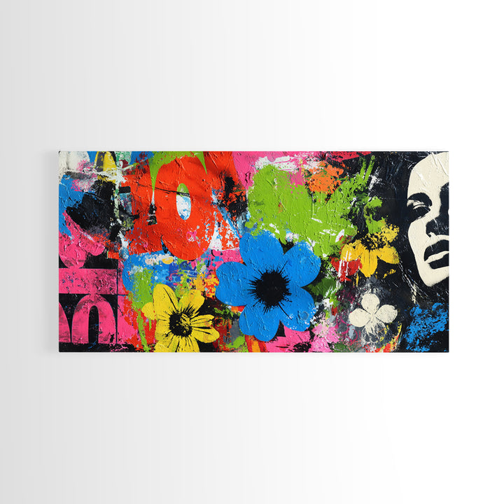 Bold Flower Power Composition Canvas Print, Pop Art, Wall Decor, Living Room Decor, Fine Art, Pop, Portrait, Apartment Decor, POP-2x1-61