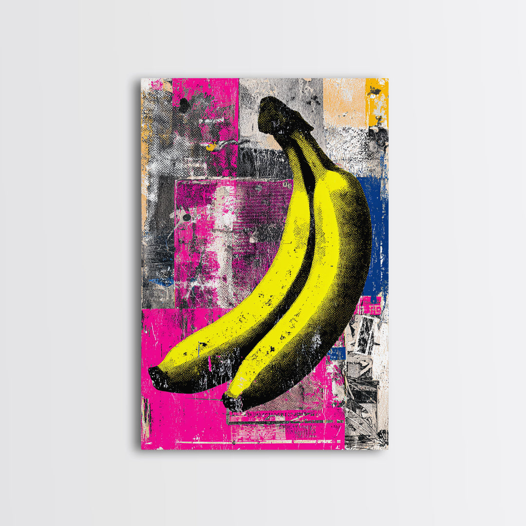 Bright Banana Still Life Canvas Print, Pop Art, Luxury Decor, Living Room Decor, Fine Art, Pop, Custom Portrait, Pet Portrait, POP-2x3-10