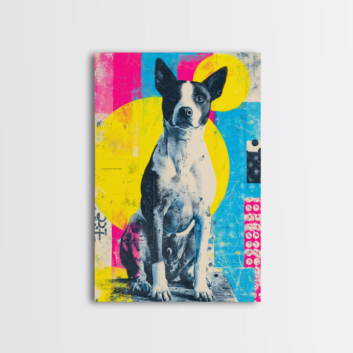 Pop Art Dog Portrait Framed Canvas Print, Pop Art, Wall Decor, Living Room Decor, Pop, Apartment Decor, Dopamine Decor, POP-2x3-63