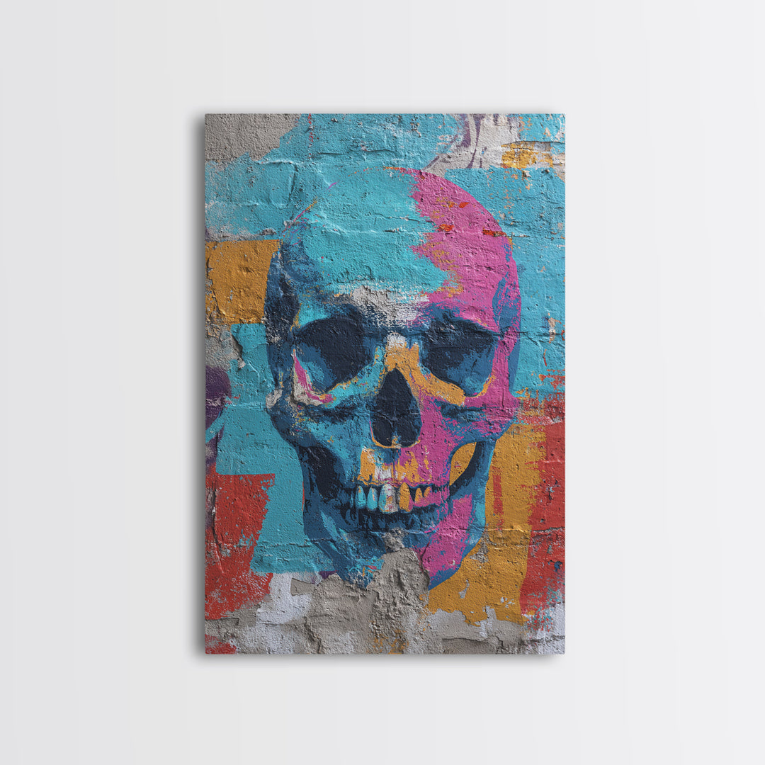 Pop Art Skull Canvas Print, Pop Art, Poster, Living Room Decor, Fine Art, Pop, Abstract Art, Bedroom Decor, Portrait, POP-2x3-79