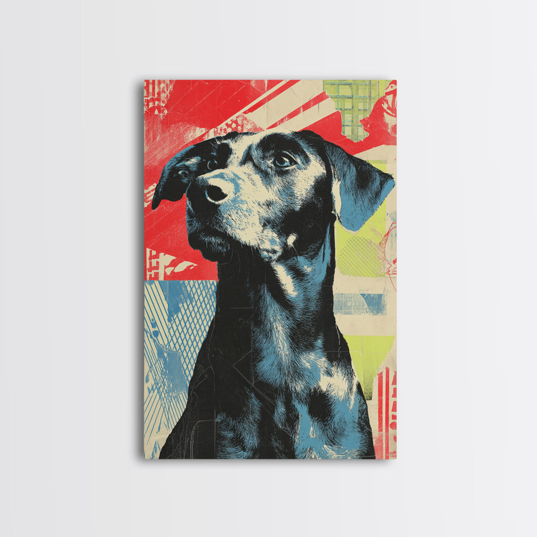 Pop Art Dog Portrait Framed Canvas Print, Pop Art, Bedroom Decor, Living Room Decor, Fine Art, Pop, 3d Art, Graffiti Art, POP-2x3-87