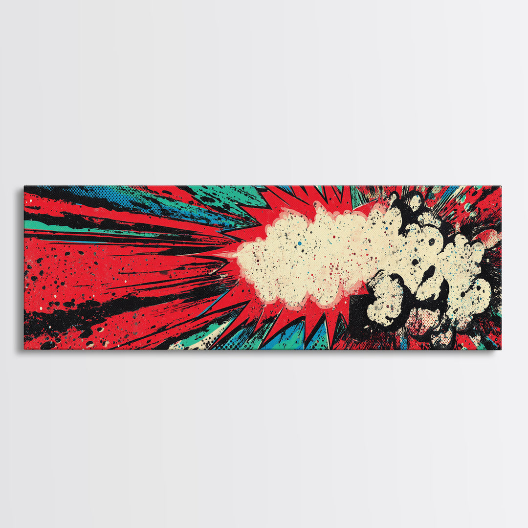 Exploding Starburst Shapes Without Text Framed Canvas Print, Pop Art, Portrait, Living Room Decor, Fine Art, Pop, Graffiti Art, POP-3x1-74