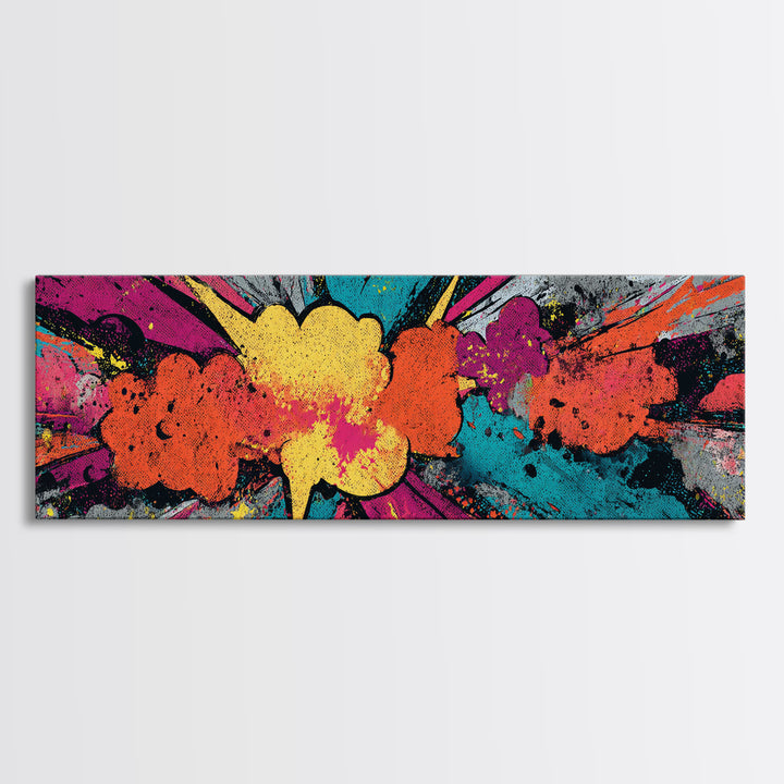 Exploding Starburst Shapes Without Text Canvas Print, Pop Art, Canvas Painting, Living Room Decor, Pop, Statement Artwork, POP-3x1-98