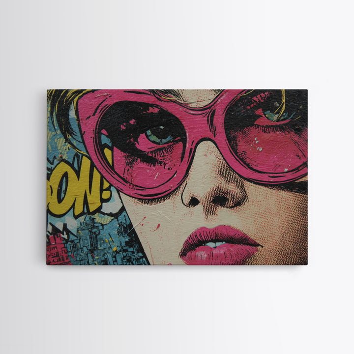 Glamorous Sunglasses Face Canvas Print, Pop Art, Original Art, Living Room Decor, Pop, Original Artwork, Football Wall Art, POP-3x2-12