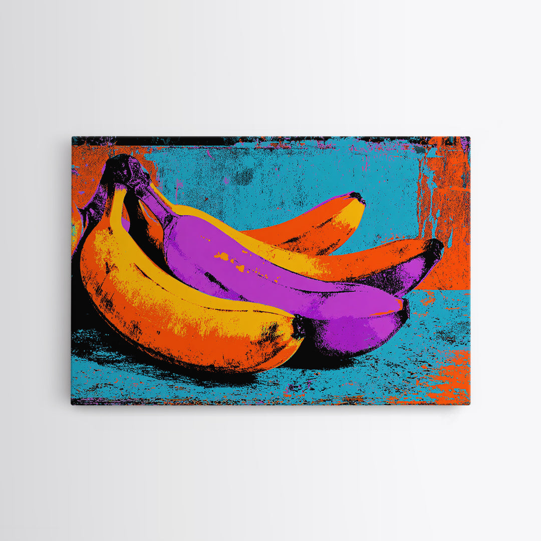 Bright Banana Still Life Canvas Print, Pop Art, Portrait, Living Room Decor, Fine Art, Pop, Graffiti Art, Eclectic Home Decor, POP-3x2-30