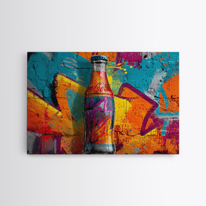 Retro Soda Bottle Framed Canvas Print, Pop Art, Art, Living Room Decor, Abstract Art, Pop, Bedroom Decor, Portrait, POP-3x2-55
