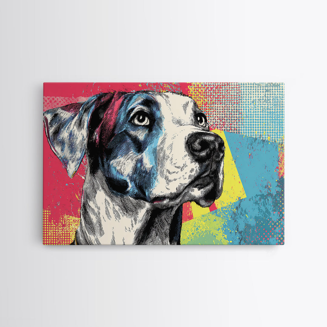 Pop Art Dog Portrait Framed Canvas Print, Pop Art, Art Print, Living Room Decor, Fine Art, Pop, Custom Portrait, Pet Portrait, POP-3x2-59