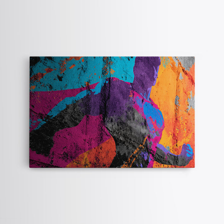 Superhero Silhouette in Dynamic Color Fields Canvas Print, Pop Art, Textured Painting, Living Room Decor, Abstract Art, Pop, POP-3x2-67
