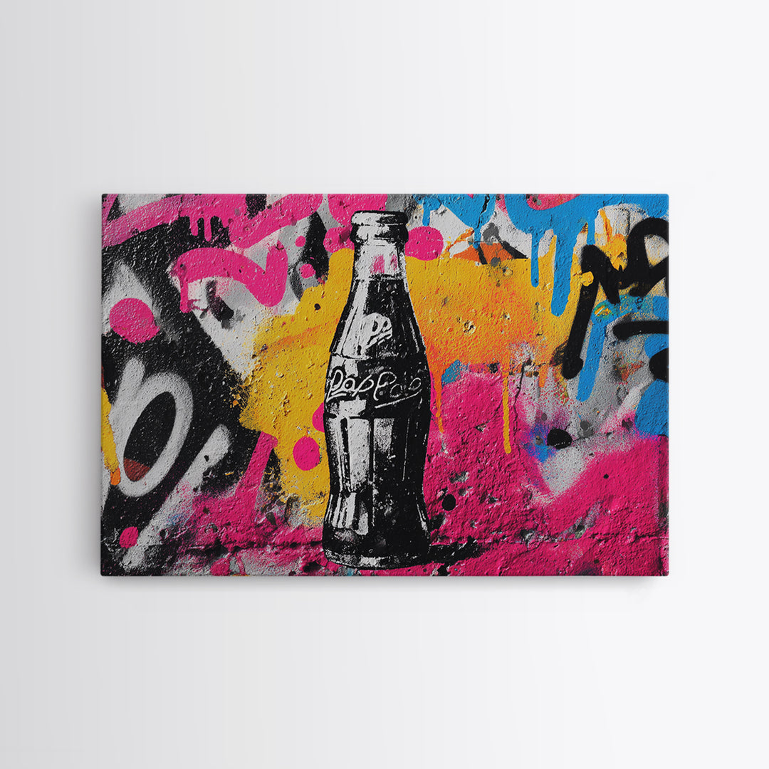 Retro Soda Bottle Framed Canvas Print, Pop Art, Home Decor, Living Room Decor, Fine Art, Pop, Canvas Wall Art, Abstract Art, POP-3x2-7