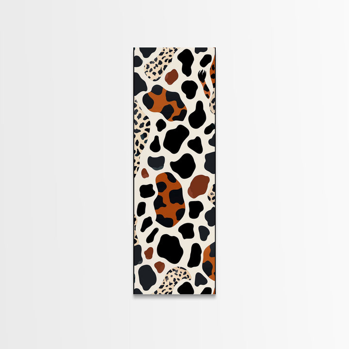 Retro Cheetah Print Wall Art Framed Canvas Print, MCM Style Art, Retro 70s Style Decor, Wood Frame Wall Art, Vintage Inspired Decor