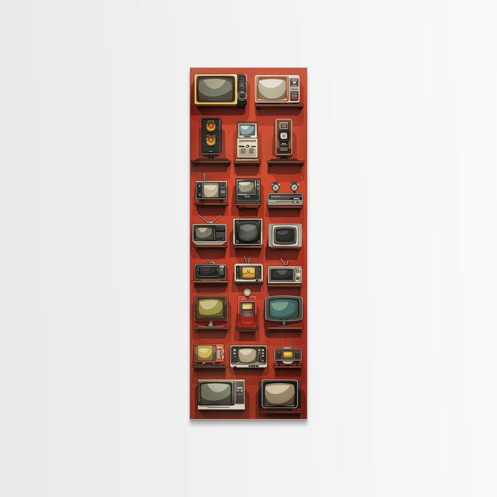 Retro Televions Framed Canvas Print, Retro Decor, Man Cave Art, Gift For Him