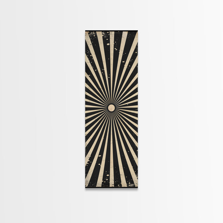 Black and White Sun Burst Art Deco Inspired Framed Canvas Print, Wall Art, Office or Mancave Wall Art
