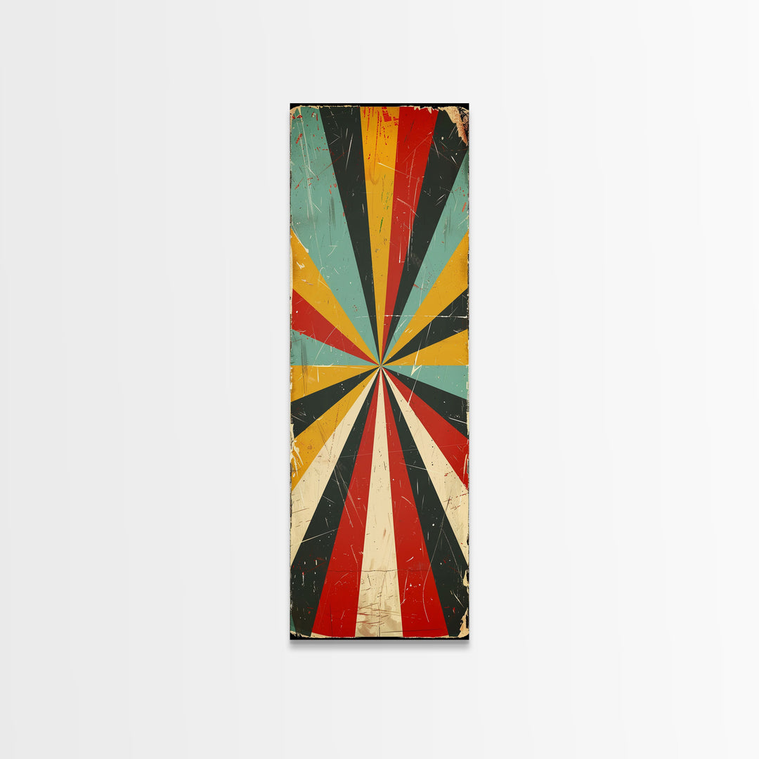 Retro MCM Style Starburst, Trippy Decor, Grunge Decor, Distressed Wall Art