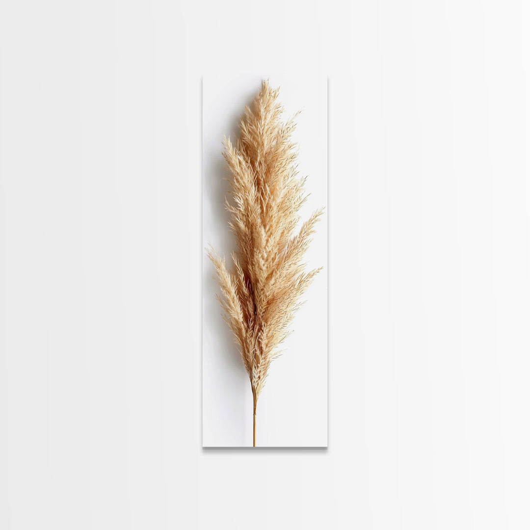 Pampas Grass Botanical Art - Framed Canvas Print, Skinny Tall Art, Minimalist Wall Art for Living Room, Bedroom Decor, Botanical Print