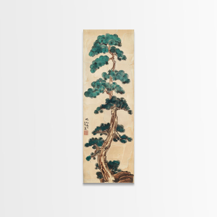 Japanese Pines Artistic Interpretation Tall Branches Skinny Art Tall Art Framed Canvas Print Japanese Style Art Ukiyo-e Art Wood Block Print Classic