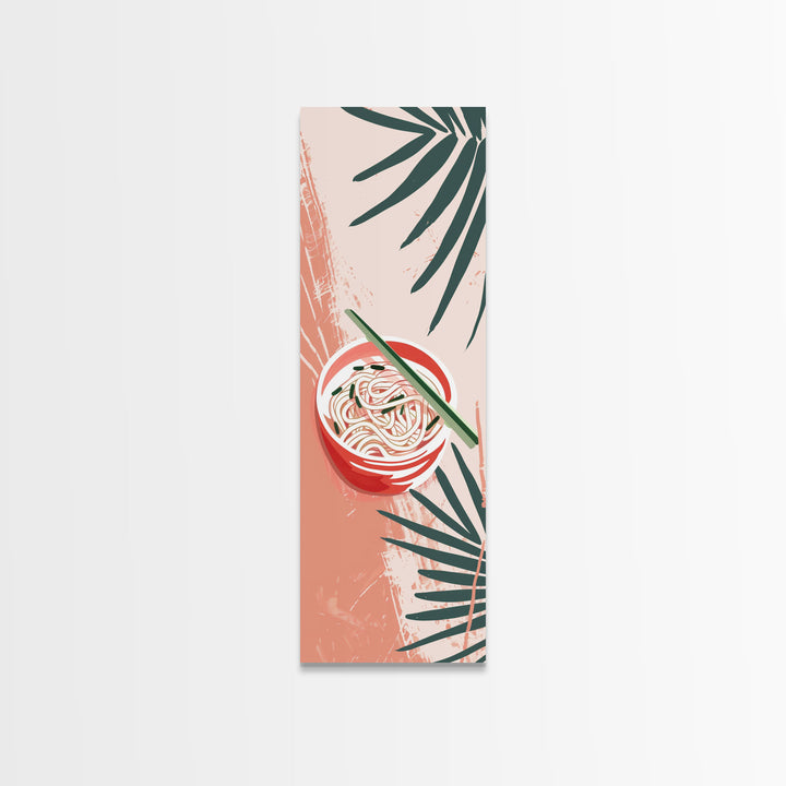 Ramen Noodles Japanese Cuisine Art On Framed Canvas Print In Ukiyo-e Style Tall Skinny Culinary Wood Block Wall Decor