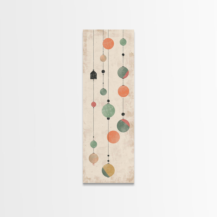 Abstract Hanging Lanterns On A Rustic Background – Framed Canvas Print With Skinny Art And Tall Art In Ukiyo-E Art And Japanese Style Art