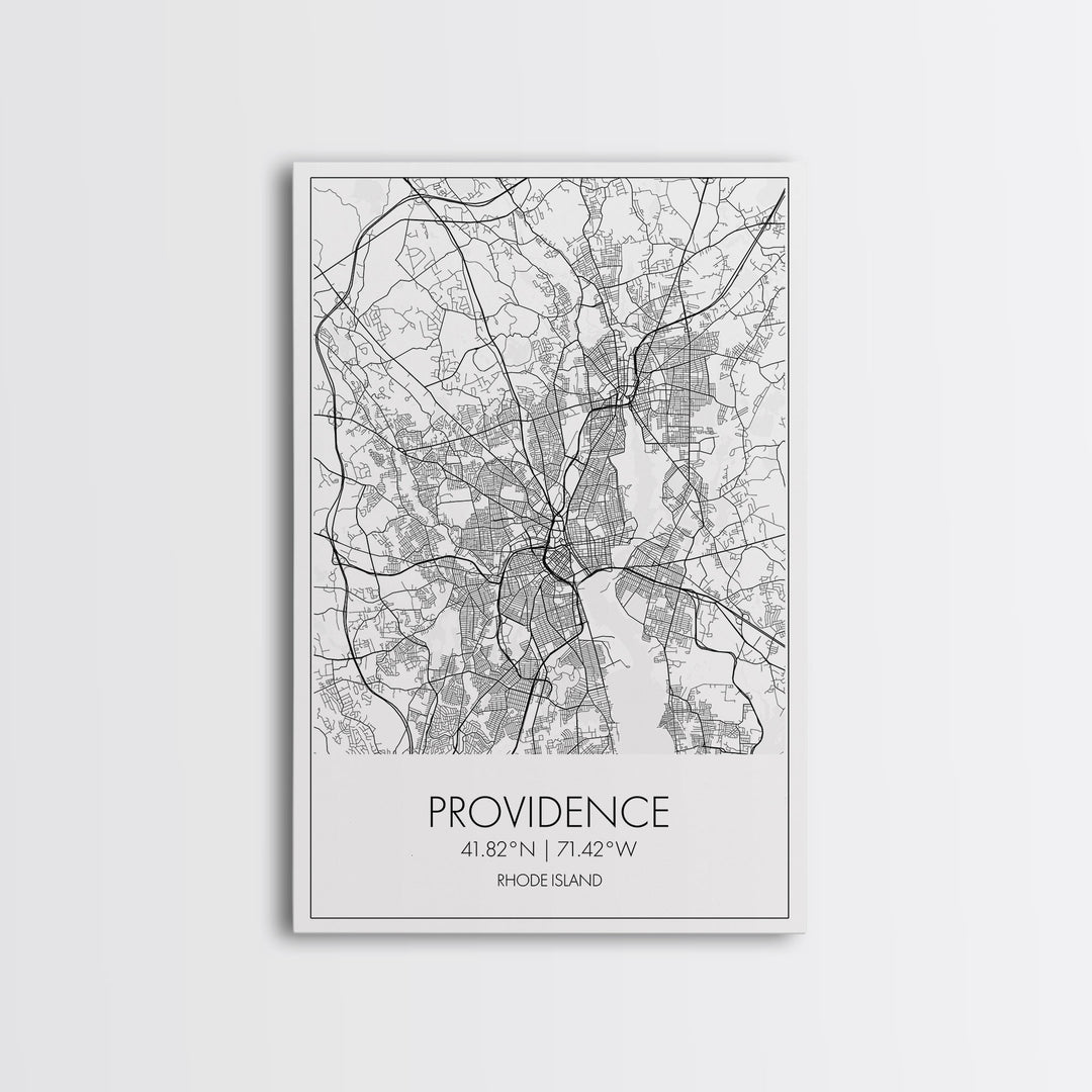 Providence Street Map, Rhode Island Map, City Map Art, Minimalist Art, Wall Art, Canvas Print, Bedroom Wall Décor, Gift For Couples,