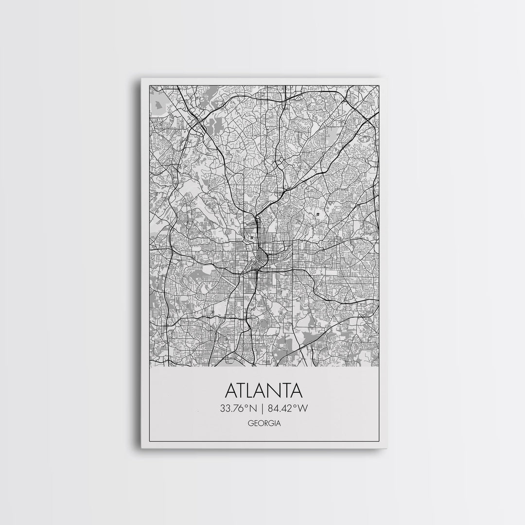 Atlanta Street Map, Georgia Map, City Map Art, Travel Print, Couple Gift, Minimalist Art Print, Wall Art, Canvas Print, Canvas Wall Art
