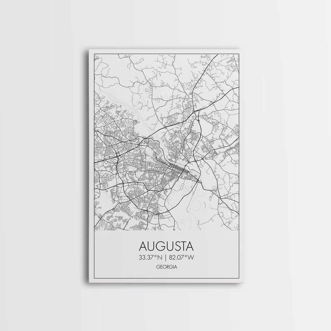 Augusta Street Map, Georgia Map, City Map Art, Dorm Wall Art, Adventure Wall Art, Minimalist Art, Wall Art, Canvas Print, Canvas Wall Art