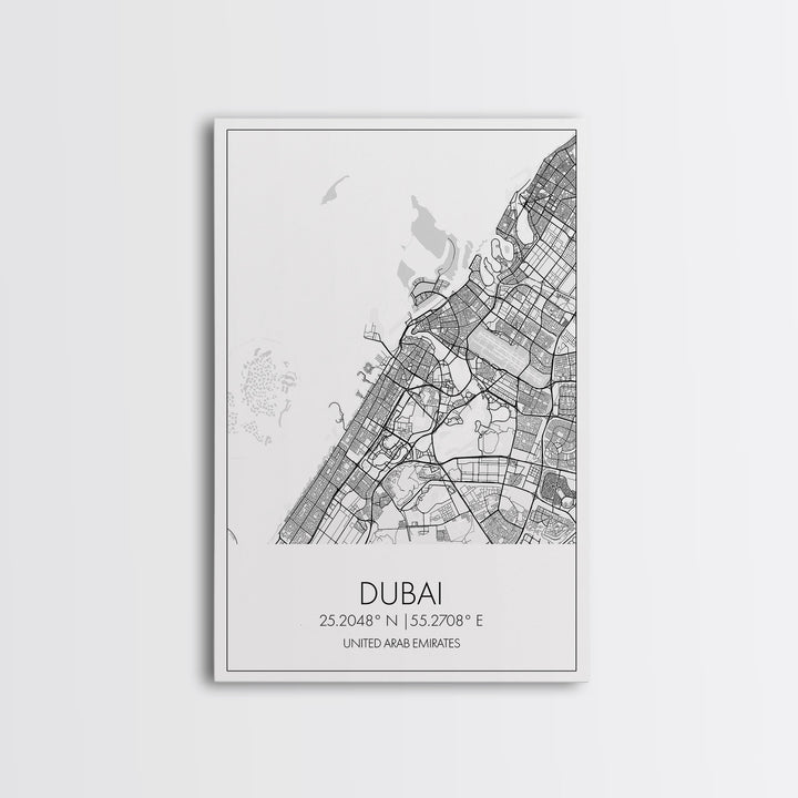 Dubai Street Map, UAE Map, City Map Art, Minimalist Art, Wall Art, Canvas Print, Aviation Gift, Travel Art, Office Décor, Unique Wall Art