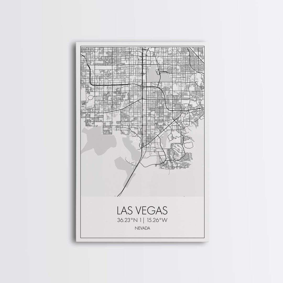 Las Vegas Street Map, Nevada Map, City Map Art, Modern Wall Art, Wall Art, Canvas Print, Travel Wall Décor, Dorm Wall Print, Couples Gift