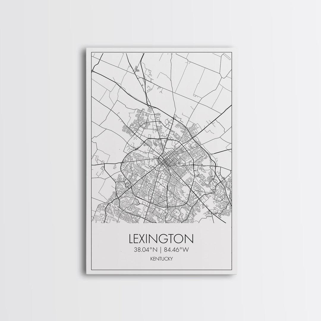 Lexington Street Map, Kentucky Map, City Map Art, Modern Wall Art, Wall Art, Canvas Print, Travel Wall Art, Dorm Room Décor, Engagement Gift