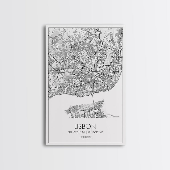 Lisbon Street Map, Portugal Map, City Map Art, Modern Wall Art, Wall Art, Canvas Print, Travel Décor, Above Bed Art, Gift For Couples