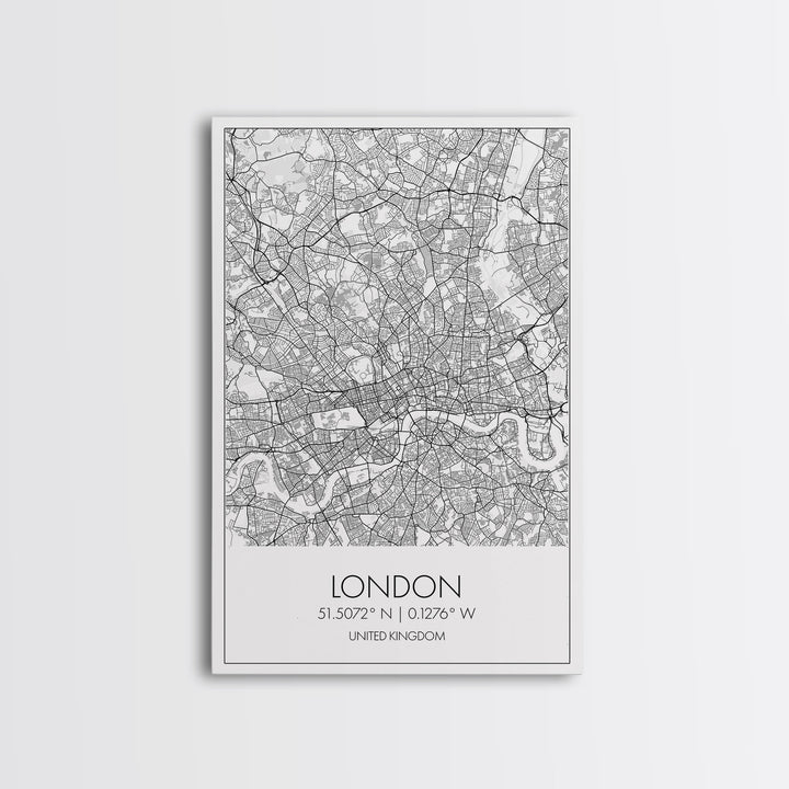 London Street Map, United Kingdom Map, City Map Art, Modern Wall Art, Wall Art, Canvas Print, Travel Art, Home Wall Décor, Bon Voyage Gift
