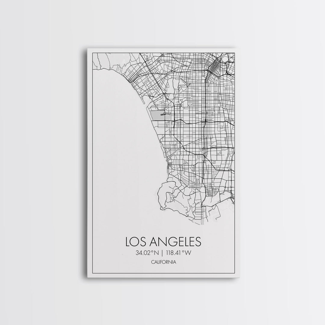 Los Angeles Street Map, California Map, City Map Art, Modern Art, Wall Art, Canvas Print, Travel Wall Print, Wedding Gift, Bedroom Décor