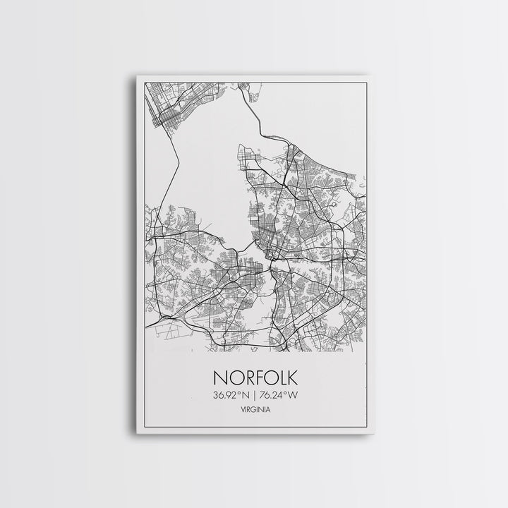 Norfolk Street Map, Virginia Map, City Map Art, Modern Art, Wall Art, Canvas Print, Bedroom Décor, College Student Gift, Travel Print