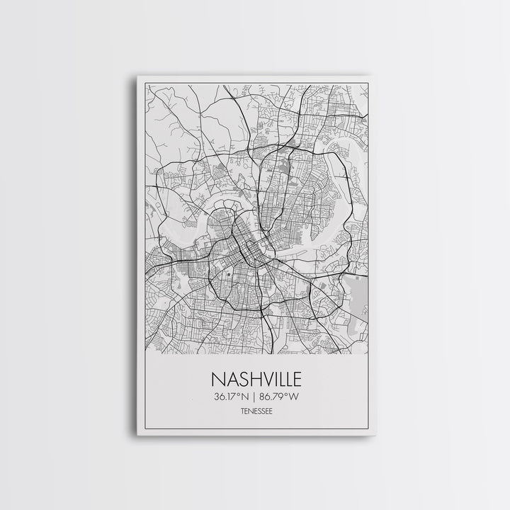 Nashville Street Map, Tennessee Map, City Map Art, Modern Art, Wall Art, Canvas Print, Music Studio Art, Gift For Music Lover, Travel Art