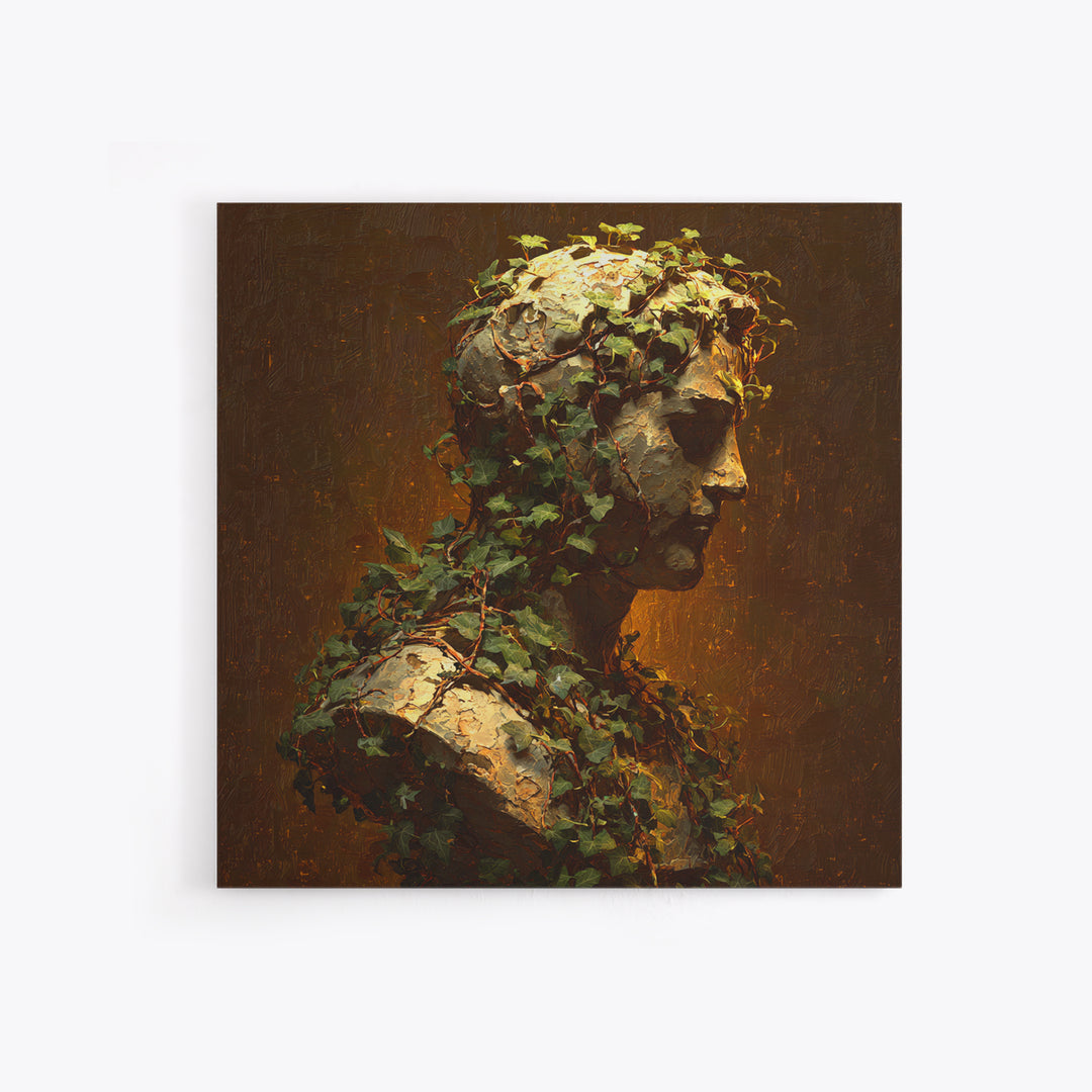 Classical Statue Bust Covered Canvas Print, Renaissanceinspired Art, Unique Wall Art, Living Room Decor, Watercolor Art, REN-1x1-19