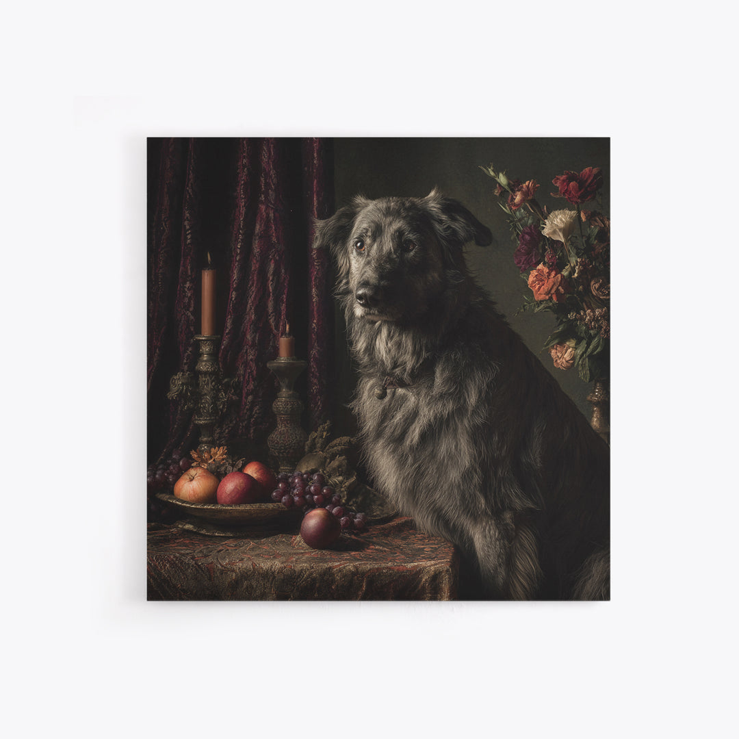 Noble Dog Portrait Canvas Print, Renaissanceinspired Art, Living Room Decor, Oil Painting, Classic, Living Room Art, REN-1x1-20
