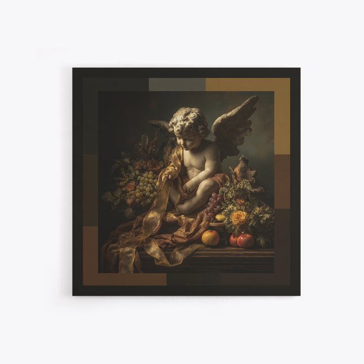 Cherub Holding a Ribbon Among Clouds Canvas Print, Renaissanceinspired Art, Living Room Art, Living Room Decor, Oil Painting, REN-1x1-30