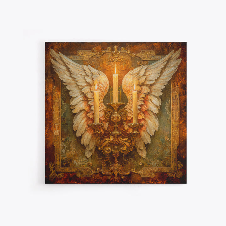 Angel Wings with Gold and Ivory Tones Canvas Print, Renaissanceinspired Art, Unique Wall Decor, Living Room Decor, Classic, REN-1x1-66