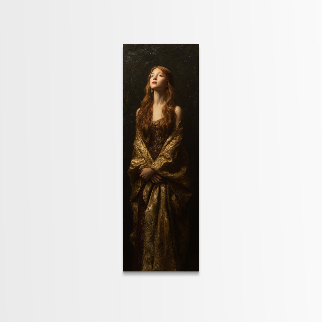Gold Halo Portrait Canvas Print, Renaissanceinspired Art, Digital Print, Living Room Decor, Fine Art, Classic, Living Room Art, REN-1x3-41