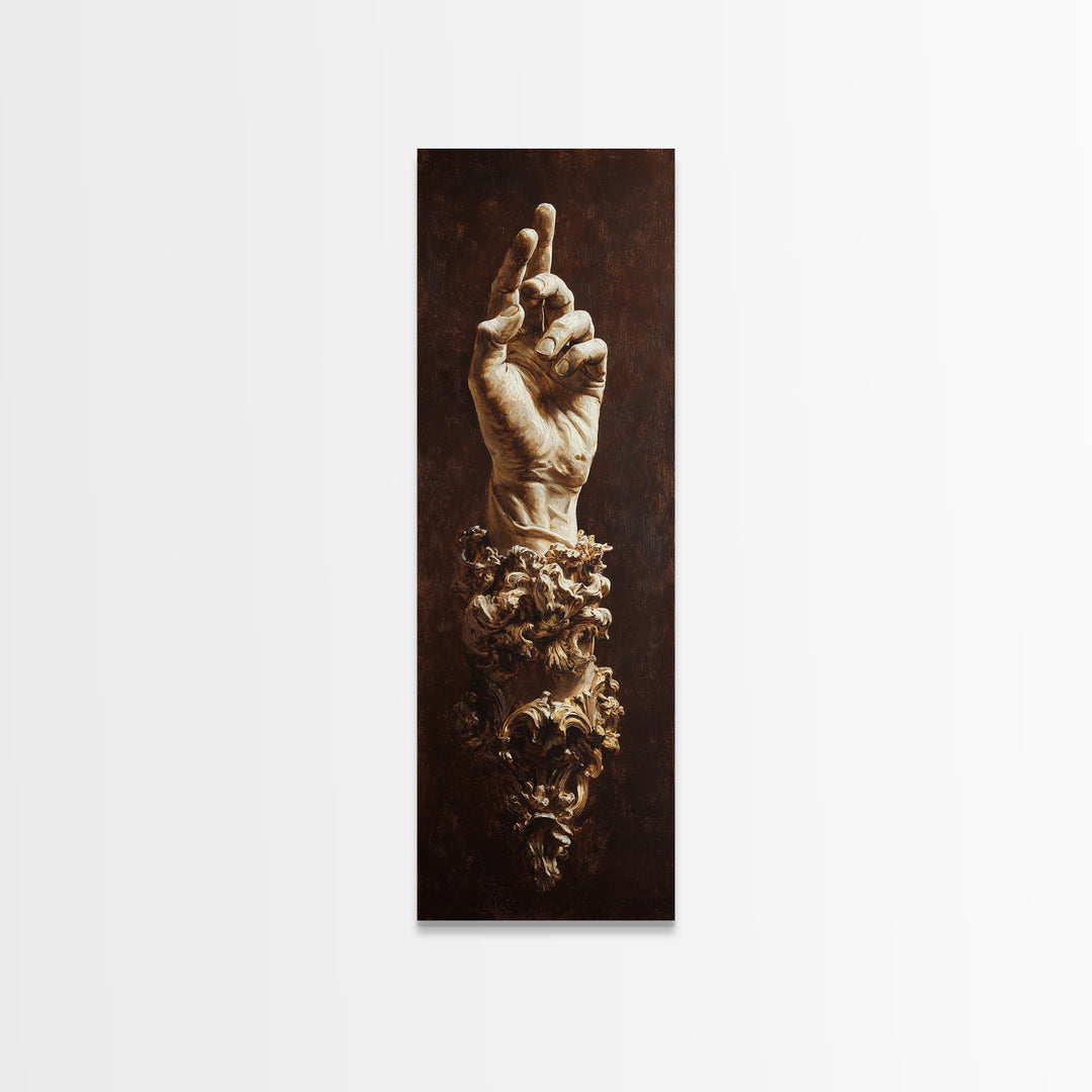 Classical Hands Study Framed Canvas Print, Renaissanceinspired Art, Cat Painting, Living Room Decor, Fine Art, Classic, REN-1x3-50