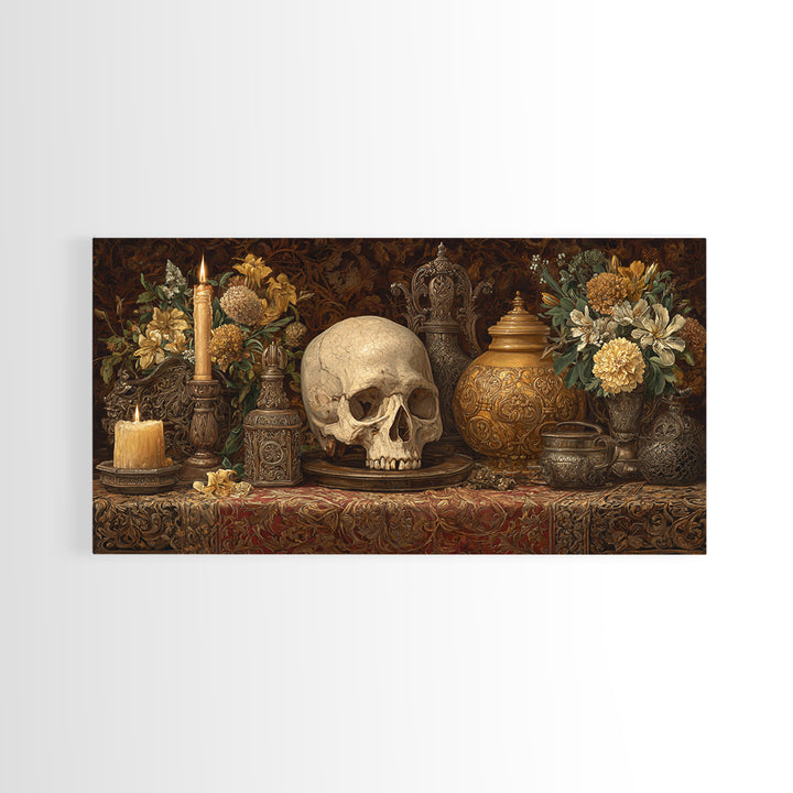 Old Master Skull and Candle Still Life Canvas Print, Renaissanceinspired Art, Fine Art Print, Living Room Decor, Classic, REN-2x1-54