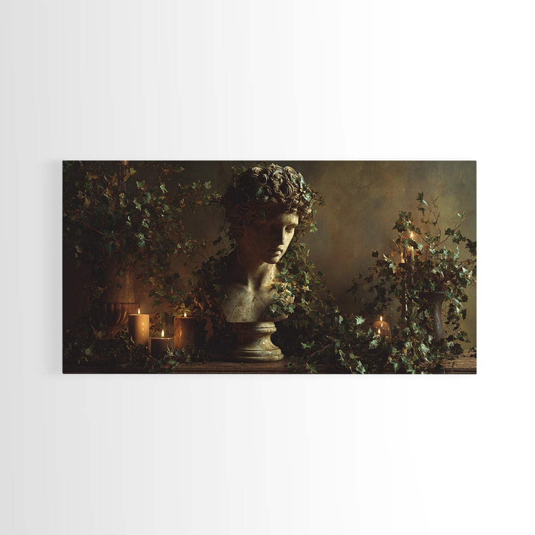 Classical Statue Bust Covered Canvas Print, Renaissanceinspired Art, Unique Wall Art, Living Room Decor, Fine Art, Classic, REN-2x1-63